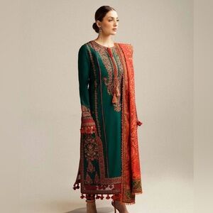 pakistani embroidered shawl dress
